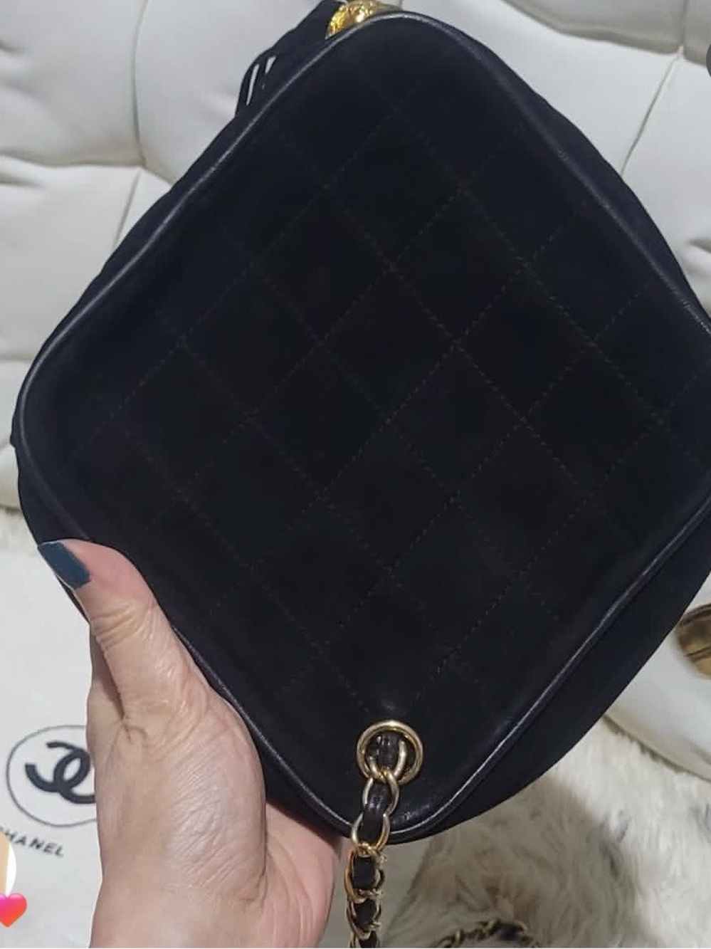 Chanel Vintage Diamond Shape Suede Leather Choco Bar Shoulder Bag - Picture 2 of 13